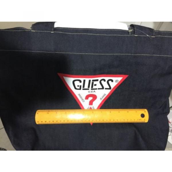 NEW GUESS USA Jeans Authentic Dark Wash Denim Tote Purse Beach Bag Shopping Bag #3 image