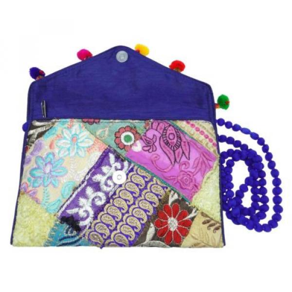 VINTAGE BAG INDIAN HANDBAG EMBROIDERED BEACH PURSE MULTICOLOR WEDDING CLUTCH #5 image