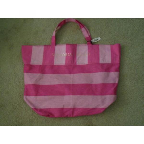 NWT Victoria&#039;s Secret XL Tote Sig Pink Striped LE Beach Bag Shopper Vacation $60 #1 image