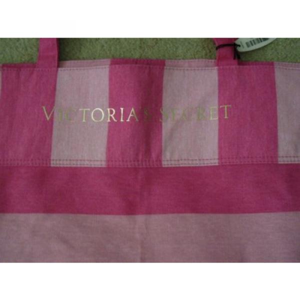 NWT Victoria&#039;s Secret XL Tote Sig Pink Striped LE Beach Bag Shopper Vacation $60 #2 image