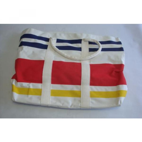 VINTAGE RALPH LAUREN LARGE BEACH BAG COTTON CANVASS BLUE , RED , YELLOW #4 image