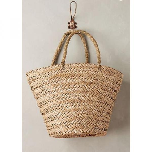 NEW Anthropologie Flora Bella Nimmes Straw Tassel Tote Beach Bag $148 #2 image