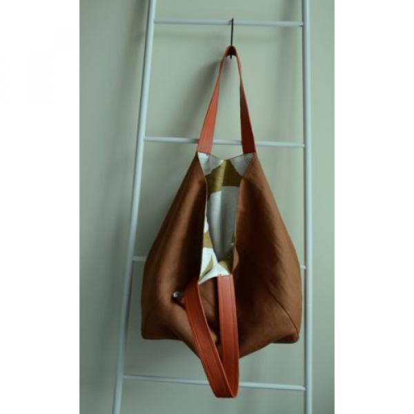 Handmade Large tote bag with leather handles Shoulder bag Weekend  Beach bag #3 image