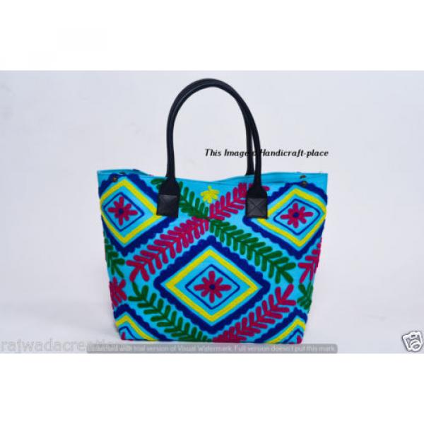 Woman Indian Cotton Suzani Embroidery Handbag Tote Beach Boho Bag Shoulder Bag #1 image