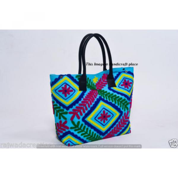 Woman Indian Cotton Suzani Embroidery Handbag Tote Beach Boho Bag Shoulder Bag #2 image