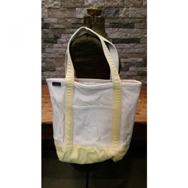 Lands End Tote Heavy Duty Canvas Shopper Weekender Beach Bag Yellow/Beige Large #1 image