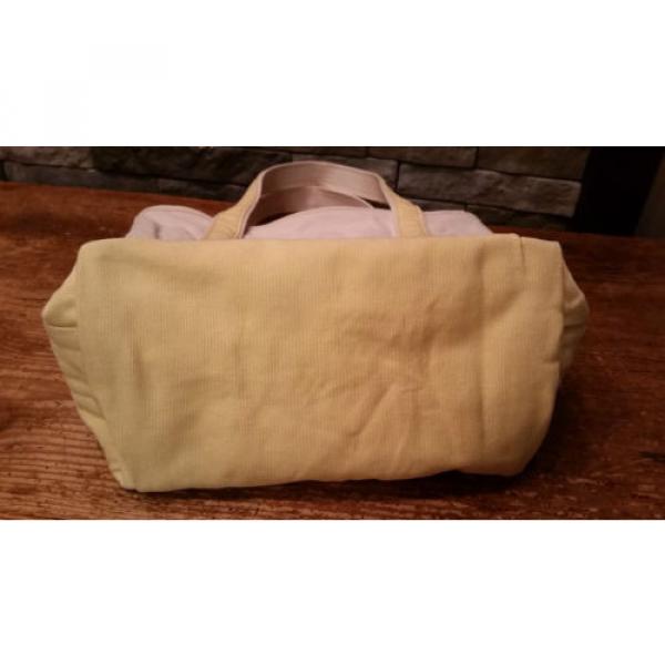 Lands End Tote Heavy Duty Canvas Shopper Weekender Beach Bag Yellow/Beige Large #4 image