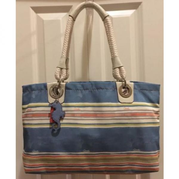 Coach Set Nautical Beach Shoulder Bag Tote &amp; Wristlet Bag F16624 SeaHorse Charms #2 image