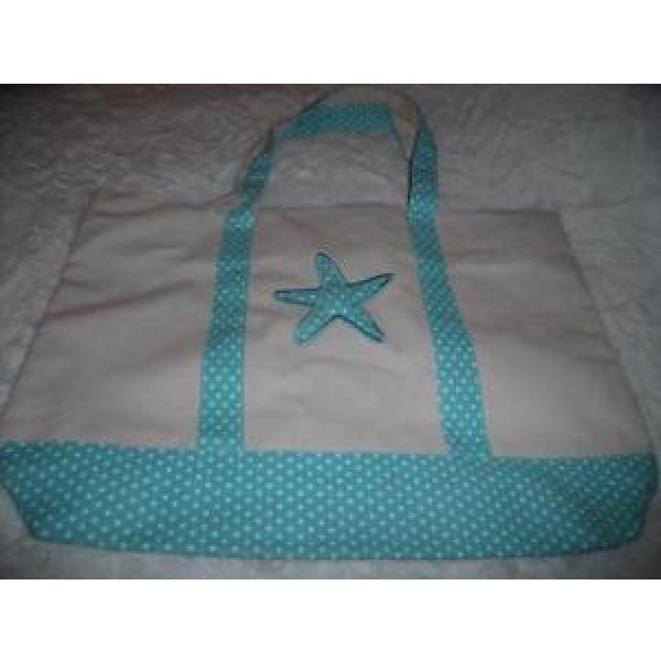 NEW Coastal CANVAS Aqua Blue STARFISH TOTE BAG BEACH BAG Nautical Design #1 image