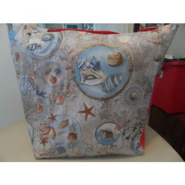 sea shells ocean beach blue pink large tote bag/purse/ diaper bag handmade #3 image