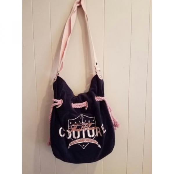 Juicy Couture Blue Terry Cloth Cotton Shoulder Beach Gym Bag #1 image