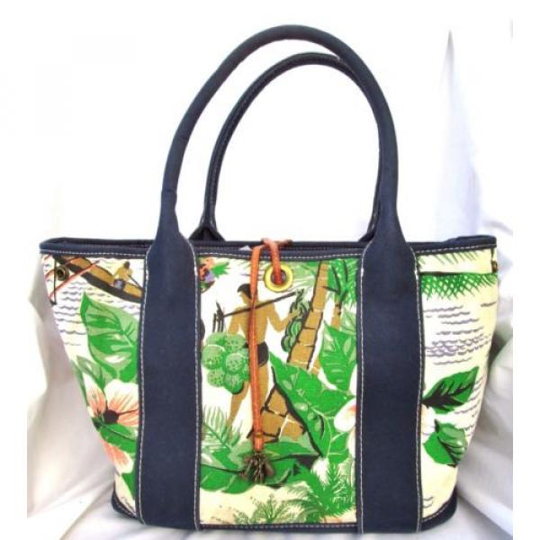 J.CREW ISLAND TOTE BAG Colorful Hawaii Palm Trees Vacation Beach book #1 image