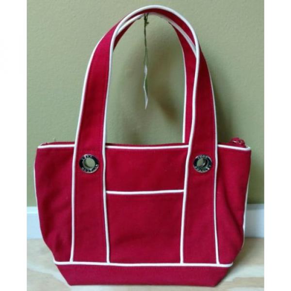 NWT Vera Bradley Red Deco White Trim Small Zip Summer Beach Tote Bag NEW #2 image