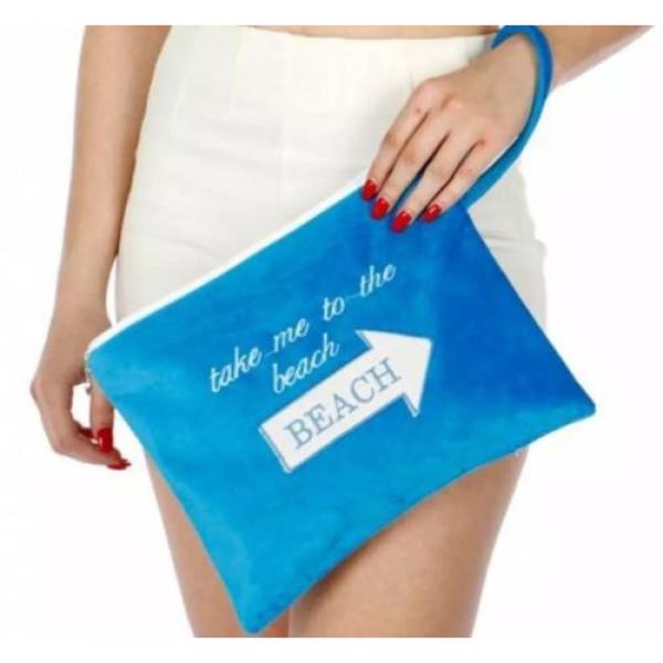 New Knitting Factory Bikini Bag Water Proof Cotton Wet Take me to the beach Blue #2 image