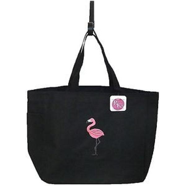 Tropical Pink Flamingo Bag Black Essential Tote Beach Vacation Bird Monogram NWT #1 image