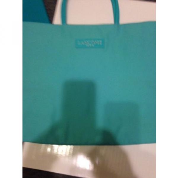 LANCOME PARIS Large Aqua Blue ReversableTote TRAVEL Beach Shopping Shoulder Bag #1 image