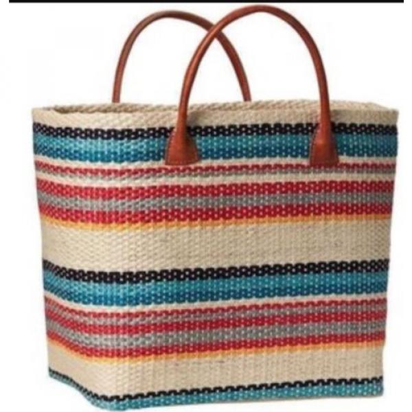 NWT Athleta Structured Multi Stripe Straw Tote Summer Bag Beach ~ BRAND NEW #1 image