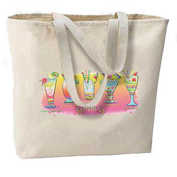 Bottoms Up New Jumbo Canvas Tote Bag Travel Beach Shop Gifts Tropical Cocktails #1 image