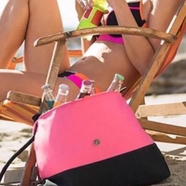 New~Victoria Secret VS Pink Black Beach Cooler Neoprene Insulated Tote Pool Bag #2 image