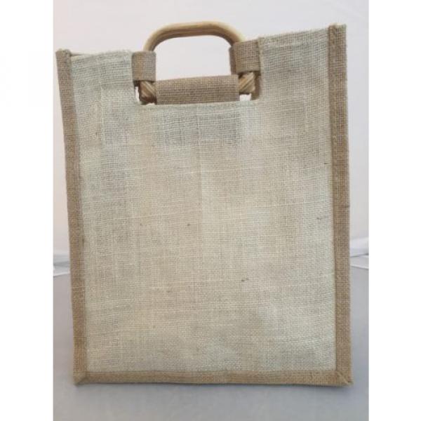 Costa Rica Beach Burlap Tote Bag Wooden Handle Shopper Souvenir EUC #3 image