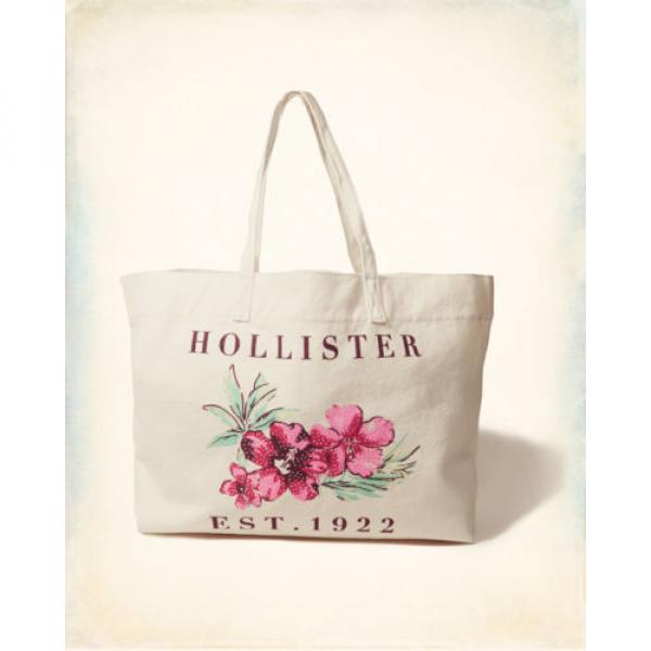 HOLLISTER LOGO GRAPHIC TOTE BEACH BAG (CHOOSE DESIGN) NAVY RED NATURAL NWT #3 image