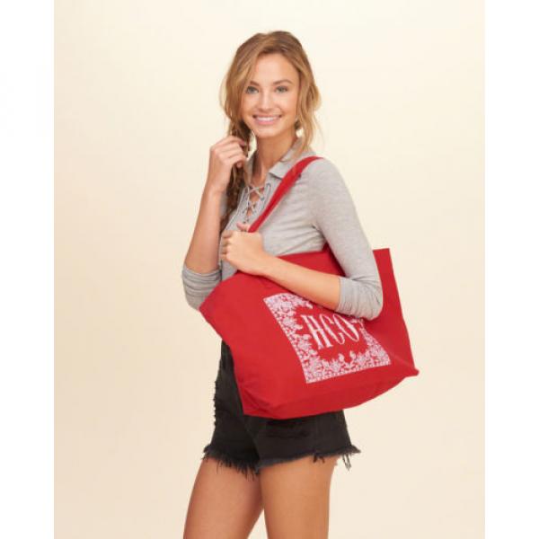 HOLLISTER LOGO GRAPHIC TOTE BEACH BAG (CHOOSE DESIGN) NAVY RED NATURAL NWT #5 image