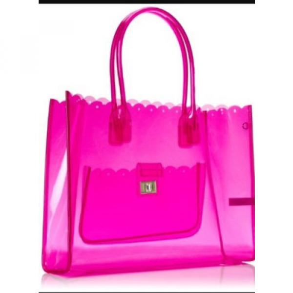 NWT JUICY COUTURE Silverlake Clear Beach Summer Tote Bag Handbag Neon Hot Pink #2 image