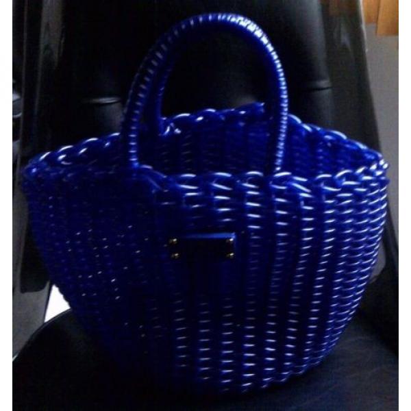 AUTH KATE SPADE NAVY BLUE BETH BEACH CLUB TOTE/BASKET/SATCHEL BAG PURSE - RARE #1 image