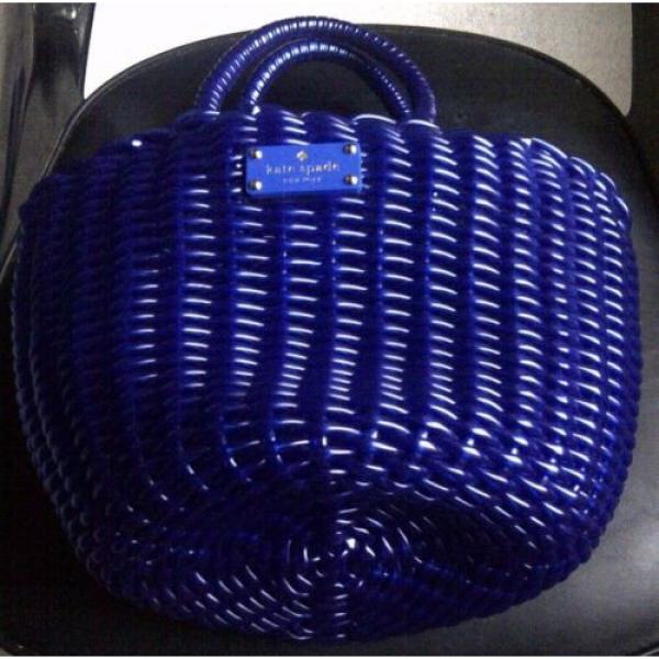 AUTH KATE SPADE NAVY BLUE BETH BEACH CLUB TOTE/BASKET/SATCHEL BAG PURSE - RARE #3 image