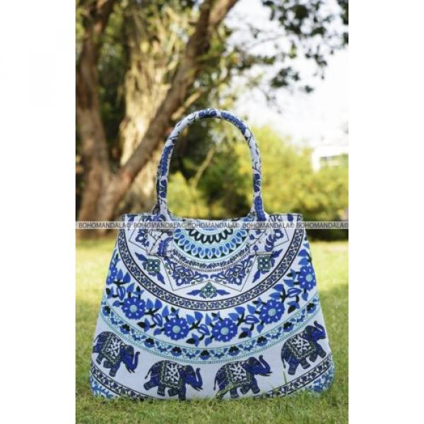 Cotton Shopping Shopper Tote Shoulder Bag Beach Round Mandala Towel Throw Bags #1 image