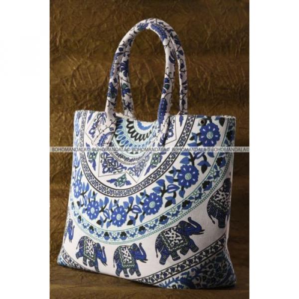 Cotton Shopping Shopper Tote Shoulder Bag Beach Round Mandala Towel Throw Bags #3 image