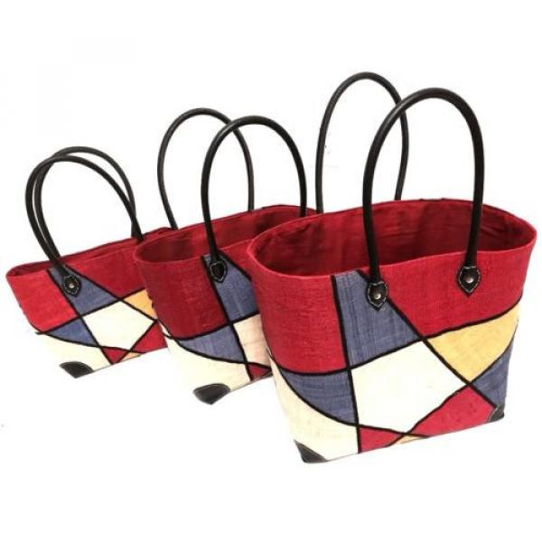 Madagascar Raffia Multicolor Star Straw Handbag Tote Beach Bag Handbag 3 Sizes #1 image