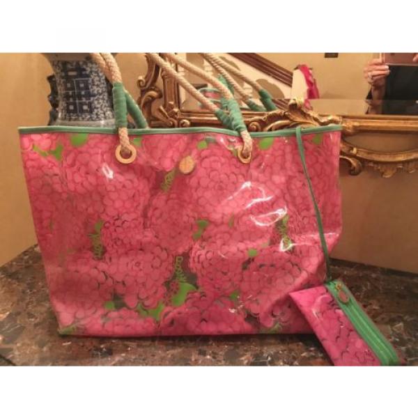 Lilly Pulitzer Tote Beach Bag Pink Clear Jelly Thick Plastic Canvas + Coin Purse #2 image