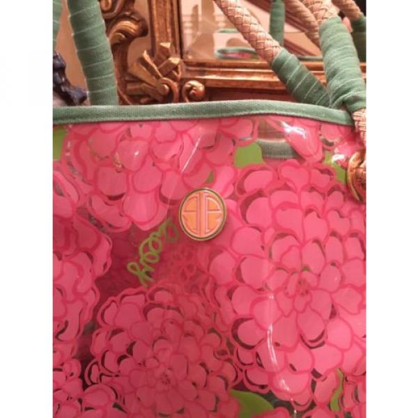 Lilly Pulitzer Tote Beach Bag Pink Clear Jelly Thick Plastic Canvas + Coin Purse #5 image