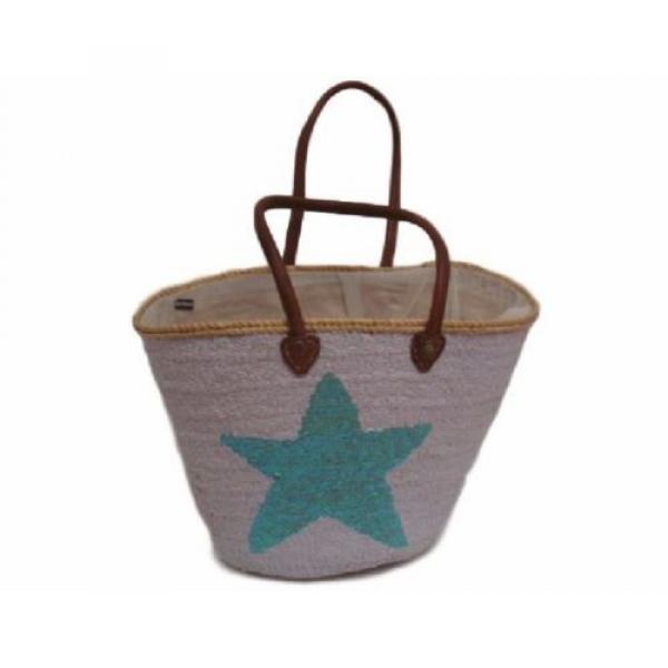 White Moroccan Made Beach Bag With Sequin Stars #4 image