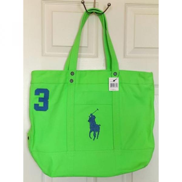 NWT Polo Ralph Lauren BIG PONY Tote LIME GREEN BEACH Travel BAG ShipsN24H Summer #2 image