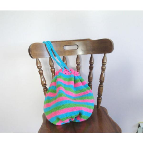 Striped Knit Bag Market/Shopping Tote Shoulder Sling Beach Swim Summer Vegan #2 image