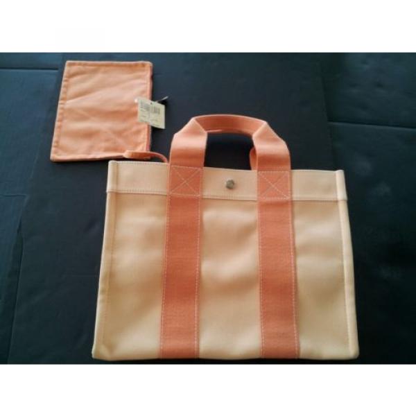 HERMES BORA ORANGE CANVAS TOTE BAG / BRAND NEW HERMES CANVAS COTTON  BEACH BAG #5 image