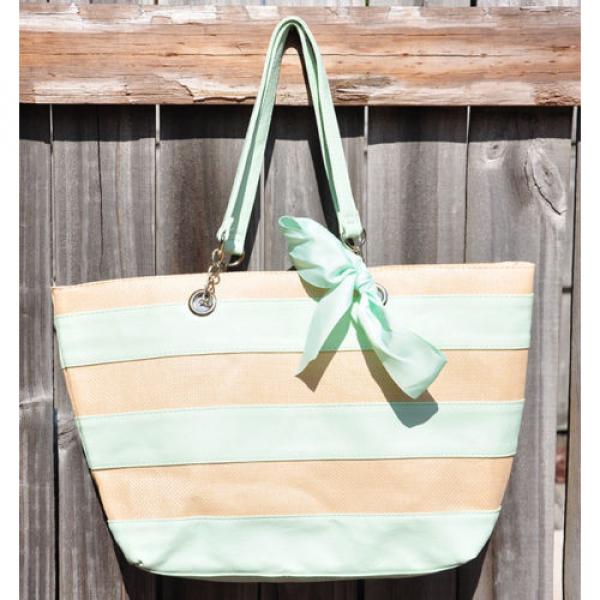 ULTA Classic Beauty Medium Tote Bag Shopper Green Teal Handbag Carry Beach #1 image