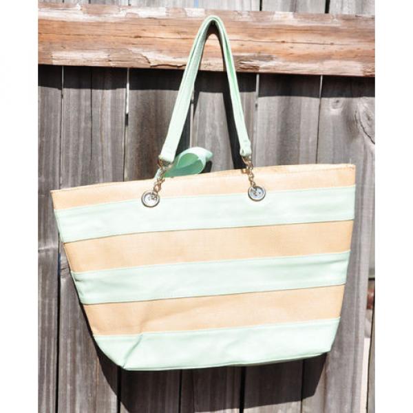 ULTA Classic Beauty Medium Tote Bag Shopper Green Teal Handbag Carry Beach #2 image