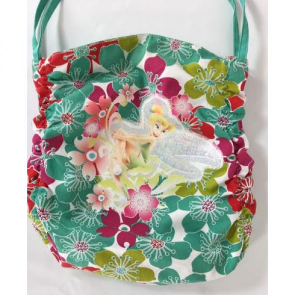 Tinker Bell Disney Floral Accent Canvas Shoulder Messenger Beach Tote Bag #2 image