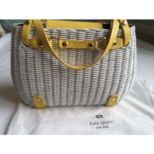 Kate Spade Yellow and White Wicker Woven Basket Bag Summer or Beach #2 image