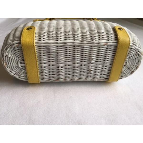 Kate Spade Yellow and White Wicker Woven Basket Bag Summer or Beach #3 image