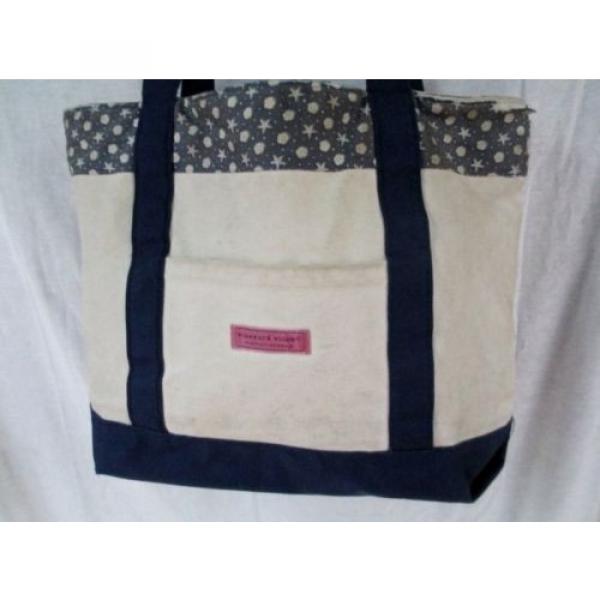 VINEYARD VINES Canvas Shopper Tote Shoulder Beach Book Bag Carryall WHITE STARFI #1 image