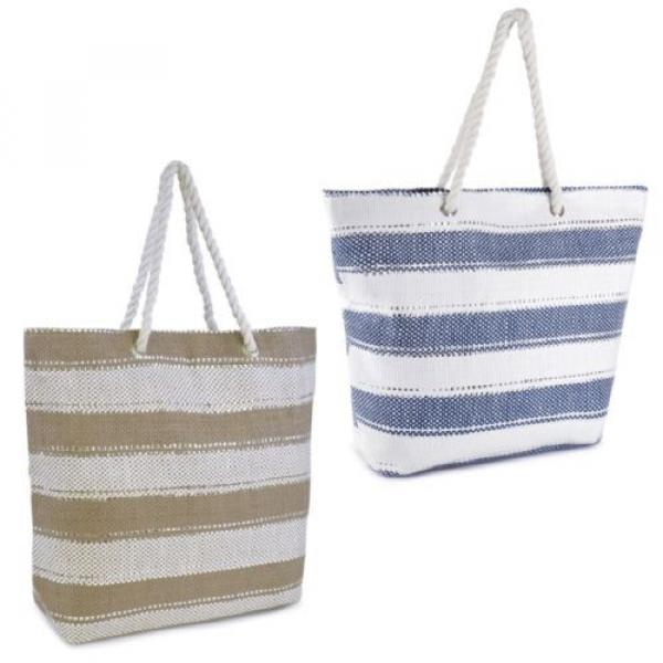 Wide Stripe Design Shoulder / Beach / Shopping Bag with Metallic Thread #1 image