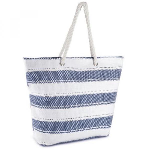 Wide Stripe Design Shoulder / Beach / Shopping Bag with Metallic Thread #3 image