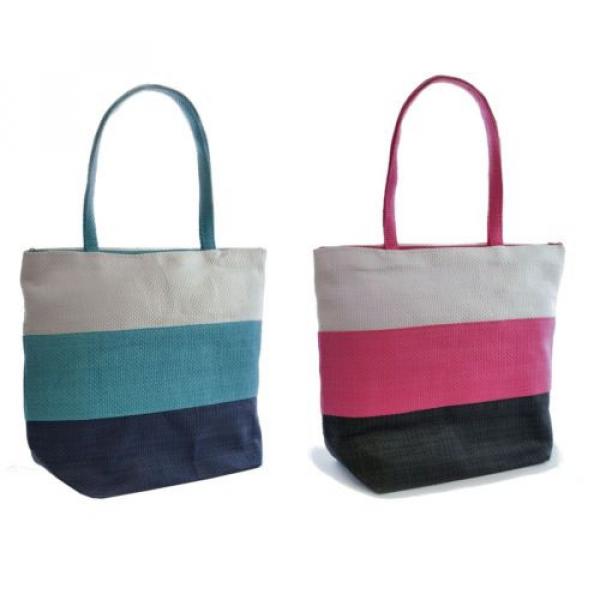 Wide Stripe Design Shoulder / Beach / Shopping Bag with Lining #1 image