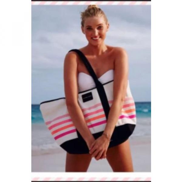 New Victorias Secret multicolor getaway stripe Canvas Beach Swim Tote bag #2 image