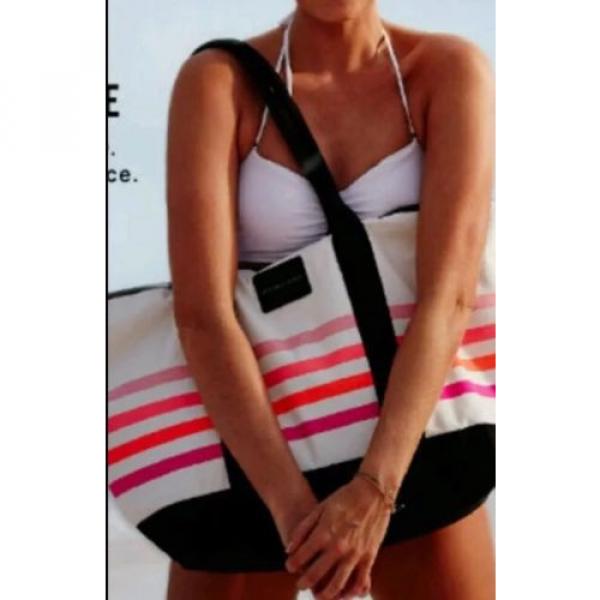 New Victorias Secret multicolor getaway stripe Canvas Beach Swim Tote bag #3 image