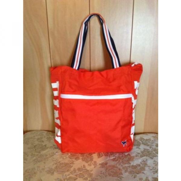 NWT VICTORIA&#039;S SECRET PINK ORANGE WHITE LOGO BEACH GYM TRAVEL TOTE BAG SHOPPER #2 image